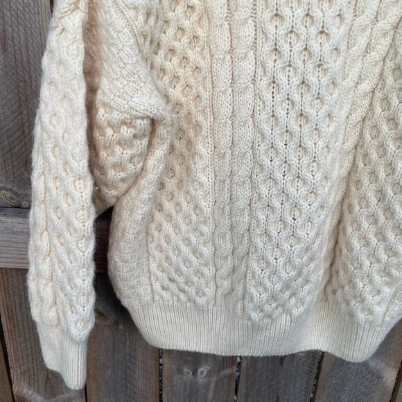 Vintage Gaeltarra Cardigan Sweater New Wool Irish Knit Cable Knit Cream Large - Picture 7 of 10